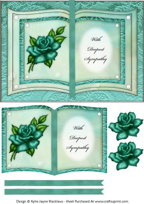 Teal Rose - with Deepest Sympathy - Book Sheet