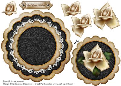 Cream Black Rose for You Mom - Scallop Edge Wobble Card