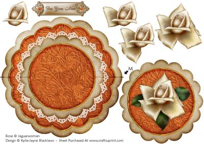 Cream Orange Rose for You Nan - Scallop Edge Wobble Card