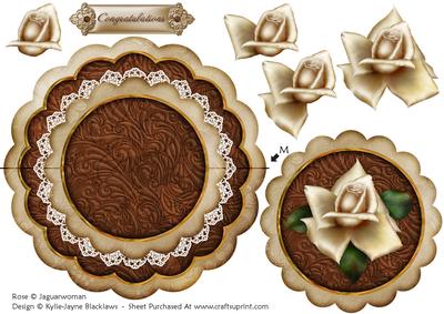 Cream Choc Rose Congratulations - Scallop Edge Wobble Card