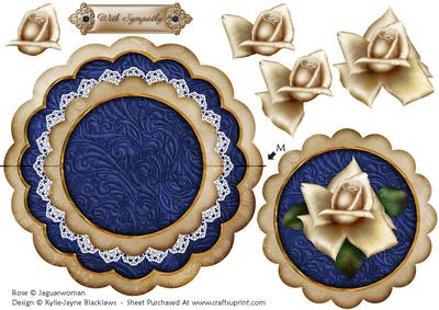 Cream Navy Rose with Sympathy - Scallop Edge Wobble Card