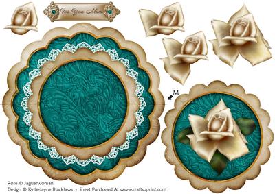 Cream Petrol Rose for You Mum - Scallop Edge Wobble Card