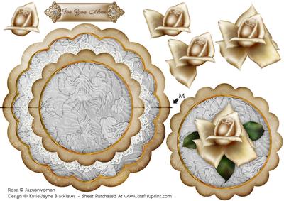 Cream Silver Rose for You Mom - Scallop Edge Wobble Card
