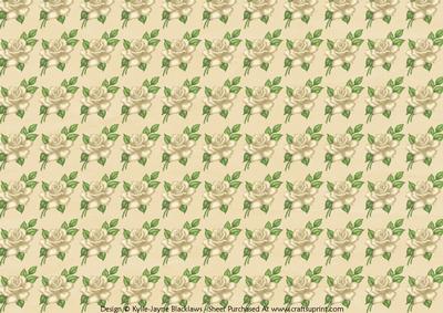 Cream Rose Treat Basket Backing Paper 1c - Landscape