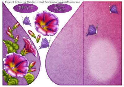 Pink Petunia and Butterflies Teardrop Card 2
