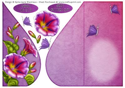 Pink Petunia and Butterflies Teardrop Card 3