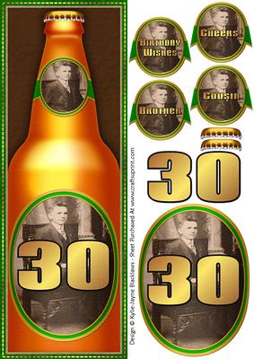 30th Birthday Ale 2 - Large Dl Quick Card with 3D Decoupage