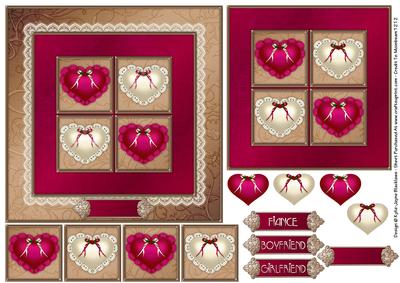 Lace Heart Square Stacker - Pink 1b - Card Front