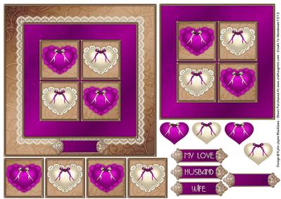 Lace Heart Square Stacker - Purple 1a - Card Front
