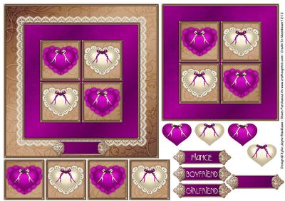 Lace Heart Square Stacker - Purple 1b - Card Front