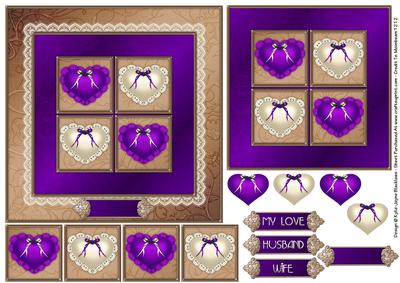 Lace Heart Square Stacker - Purple 2a - Card Front