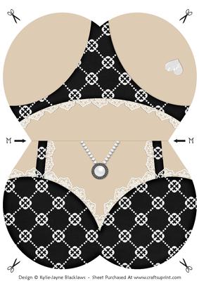 Lingerie - Black - Shaped Card