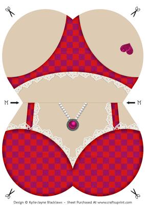 Lingerie - Cerise - Shaped Card