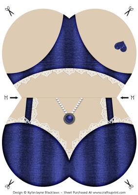 Lingerie - Dark Blue - Shaped Card