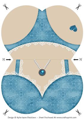 Lingerie - Light Blue - Shaped Card