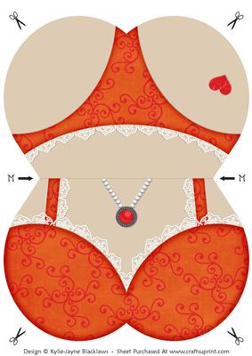 Lingerie - Orange - Shaped Card