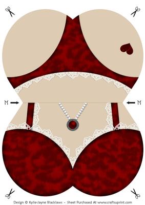 Lingerie - Red - Shaped Card