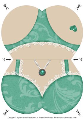 Lingerie - Teal - Shaped Card
