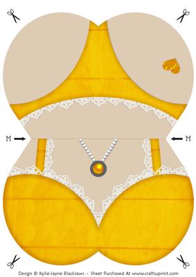 Lingerie - Yellow - Shaped Card