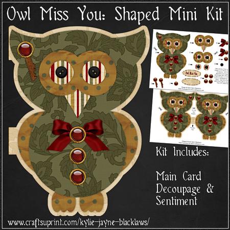 Owl Miss You Shaped Card Mini Kit
