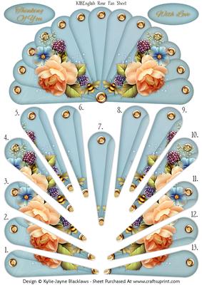 English Rose - Thinking of You - with Love - Fan Sheet