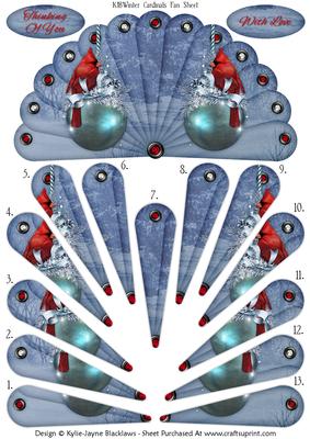 Winter Cardinals - Thinking of You - with Love - Fan Sheet
