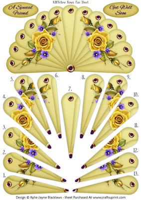 Yellow Roses - Special Friend - Get Well Soon - Fan Sheet