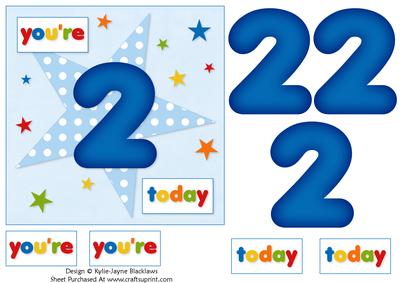 Boys Starry 2nd Birthday Quick Card