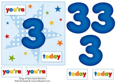Boys Starry 3rd Birthday Quick Card