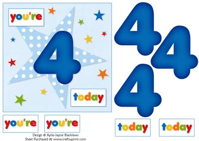 Boys Starry 4th Birthday Quick Card
