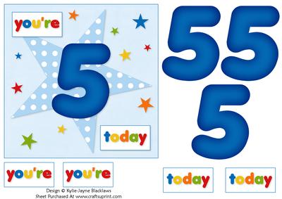 Boys Starry 5th Birthday Quick Card