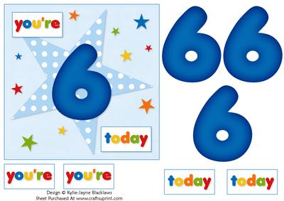 Boys Starry 6th Birthday Quick Card