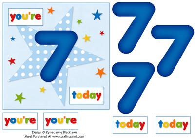 Boys Starry 7th Birthday Quick Card