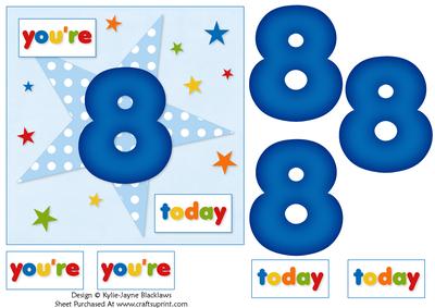 Boys Starry 8th Birthday Quick Card