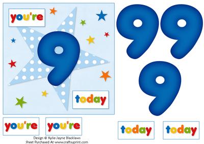 Boys Starry 9th Birthday Quick Card