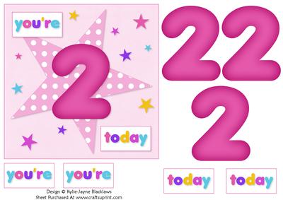 Girls Starry 2nd Birthday Quick Card