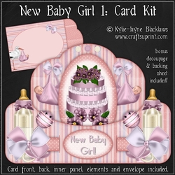 New Baby Girl 1 - Push n Pull Card Kit