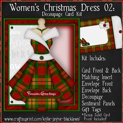 Womens Christmas Dress 02 - Decoupage Card Kit