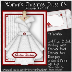 Womens Christmas Dress 03 - Decoupage Card Kit