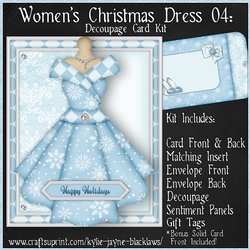 Womens Christmas Dress 04 - Decoupage Card Kit