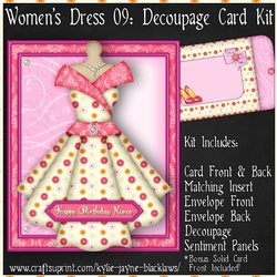 Womens Dress 09 - Decoupage Card Kit