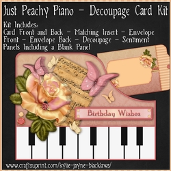 Just Peachy - Piano Shaped Decoupage Card Kit