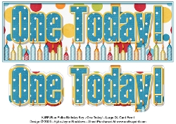 Blue Polka - One Today! - Large DL 3D Decoupage Card