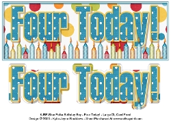 Blue Polka - Four Today! - Large DL 3D Decoupage Card