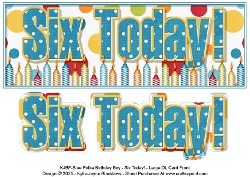 Blue Polka - Six Today! - Large DL 3D Decoupage Card