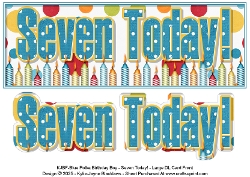 Blue Polka - Seven Today! - Large DL 3D Decoupage Card