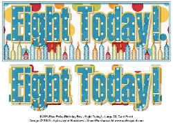 Blue Polka - Eight Today! - Large DL 3D Decoupage Card