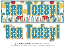 Blue Polka - Ten Today! - Large DL 3D Decoupage Card