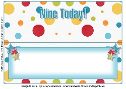 Blue Polka - Nine Today! - Large DL Insert