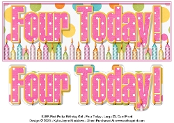 Pink Polka - Four Today! - Large DL 3D Decoupage Card